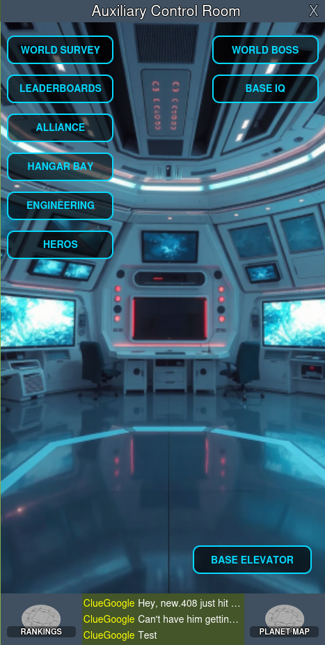 Auxiliary Control Room with Battleforge Evolutions base navigation options